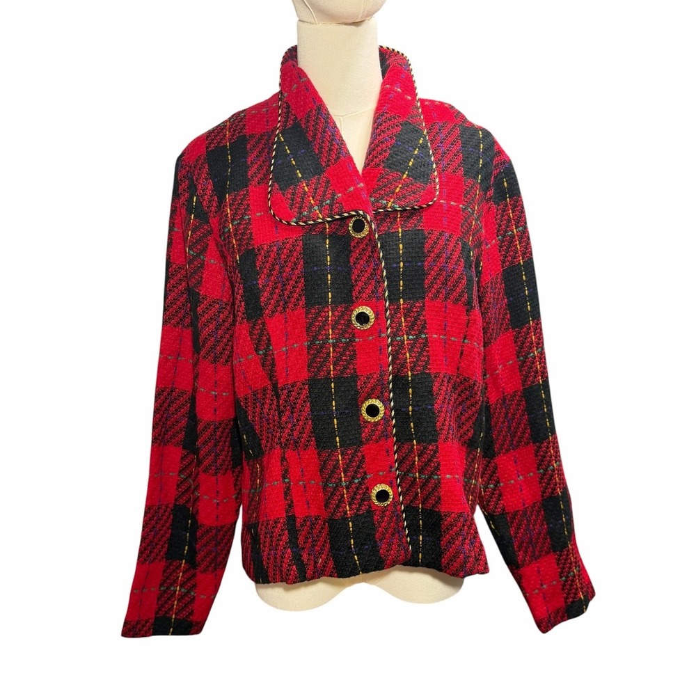 Vintage Lindsey Scott Plaid multi color blazer size 12